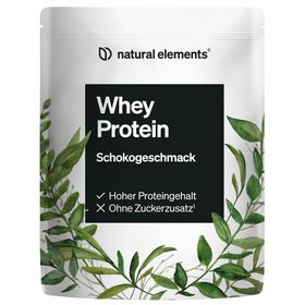 natural elements Whey Protein Pulver – Schoko – 1kg – 23g Protein/Portion – für deinen Muskelaufbau