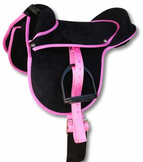 AMKA  Pony Reitkissen LUCA schwarz/pink 10  Ponysattel komplettes Set