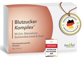Blutzucker Komplex 60 vegane Kapseln mit u.a. Ceylon Zimt, Chrom, Magnesium DocVital®