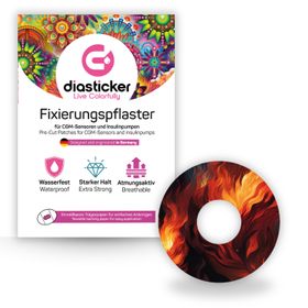 Diasticker® FreeStyle Libre 3 / 3 Plus Fixiertapes "Fire"