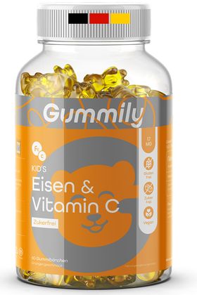 Gummily® Kinder Eisen & Vitamin C Gummibärchen - LABORGEPRÜFT - 2 Monatsvorrat