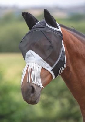 Shires FlyGuard Fine Mesh Fliegenmaske mit Ohren & Nasenfransen