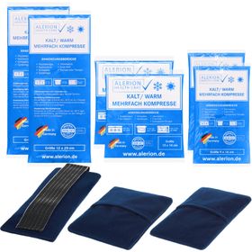 Alerion Kalt Warm Kompressen Set mit 3 verschiedenen Größen mit Premium Vlieshüllen