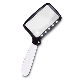 aktivshop Hand- und Leselupe mit Licht, 5 ultrahelle LEDs, 3-Fach Vergrößerung, 2 Dimmstufen