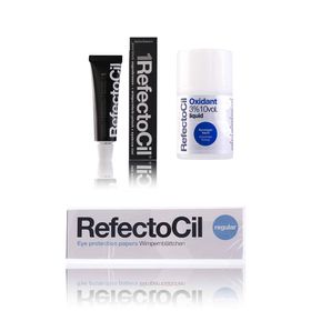 Refectocil Wimpernfarbe tiefschwarz 1 & Oxidant flüssig 3% & Wimpernblättchen Set