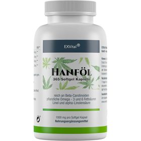 EXVital® Hanföl Kapseln hochdosiert mit 1000mg Hanfsamenöl, Omega 3 und Omega 6