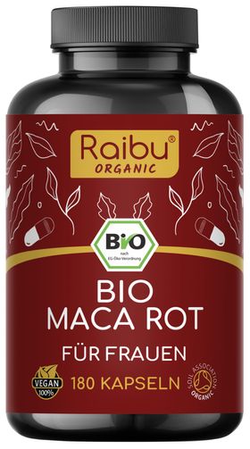 Bio Maca Rot Kapseln | 3.200 mg je Tagesdosis | RAIBU