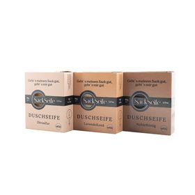 SackSeife ShowerSet | 3 handgemachte Duschseifen | Vegan, Natürlich & Kraftvoll reinigend