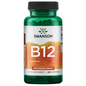 Swanson, Vitamin B12, glutenfreie Kapseln, 500mcg Vitamin B12 je Dosis