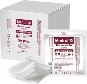 Medrull Mulltupfer - Steril - Nicht klebende Wundauflagen - Extra saugfähig -8-lagig -