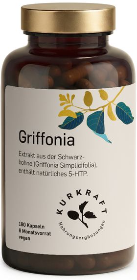 Kurkraft® 5-HTP aus Griffonia – 100 mg pro Kapsel – 180 Kapseln – 6 Monatsvorrat