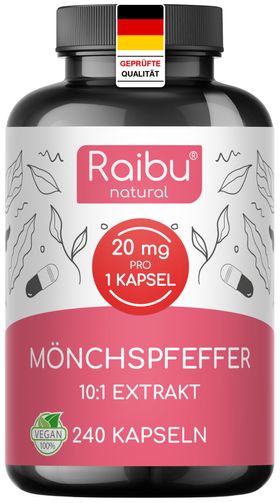 Mönchspfeffer Kapseln Hochdosiert, 20 mg pro Kapsel, 10:1 Extrakt, 240 St - RAIBU