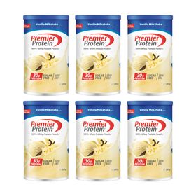 PREMIER PROTEIN Whey 100% Protein Powder Vanilla Milkshake ohne Zucker 6 x 280 g