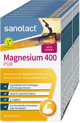 sanotact Magnesium 400 (Großpackung) • Magnesium hochdosiert für Muskeln & Nerven