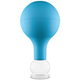 Pulox Schröpfglas aus Echtglas mit Saugball - 25mm in Blau
