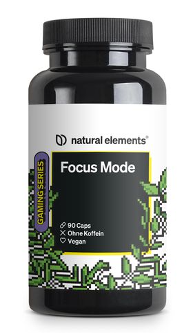 natural elements Focus Mode – Konzentration in Kapselform – koffeinfrei, Brahmi – Ginseng & Gingko