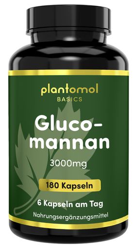 plantomol® Basics - Glucomannan Kapseln - 3000mg Glucomannan pro Tagesdosis aus der Konjak-Knolle