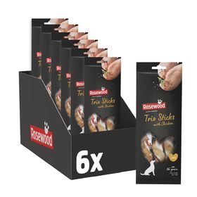 Rosewood Trio Sticks Huhn Large – Feste Kaustangen mit Huhn, Kausnack aus Rinderhaut für große