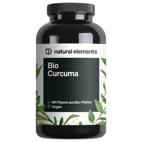 natural elements Bio Curcuma mit schwarzem Pfeffer – 240 Kapseln – 4350mg Kurkuma pro Tagesdosis