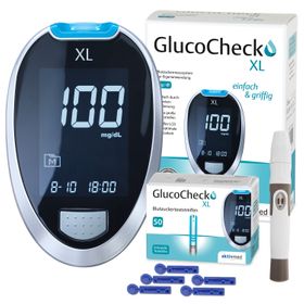 GlucoCheck XL Blutzuckermessgerät [mg/dl] + 60 Teststreifen