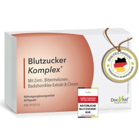 Blutzucker Komplex 60 vegane Kapseln mit u.a. Ceylon Zimt, Chrom, Magnesium DocVital®
