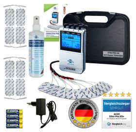 axion® 4-Kanal TENS Gerät und EMS Gerät  STIM-PRO X9+ zur Schmerztherapie mit Spray - MEDIZINPRODUKT