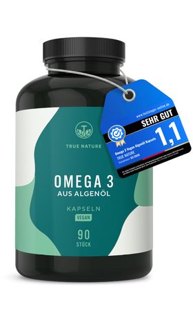 Omega 3 Testsieger Vegan - 1572mg Algenöl Kapseln - Premium Rohstoff life's® OMEGA - TRUE NATURE®