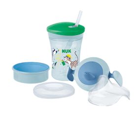 NUK Trinklernset mit drei Trinkaufsätzen grün/blau