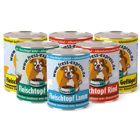 fress-express Reinfleischdosen gemischt inkl. 1 Dose Pferd Alleinfutter Hund