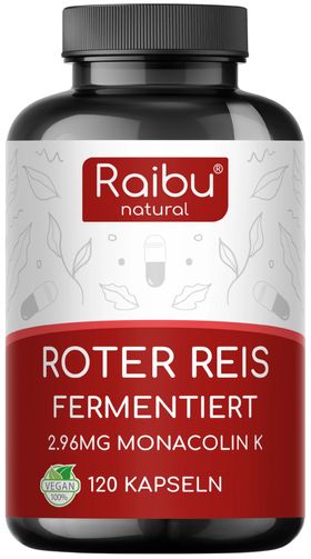 RAIBU Roter Reis mit 2,96 mg Monacolin K & 50 mg Coenzym Q10 pro Kapsel