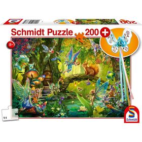 schmidt Puzzle Feen im Wald 200 Teile + Geschenk (Feenstab)