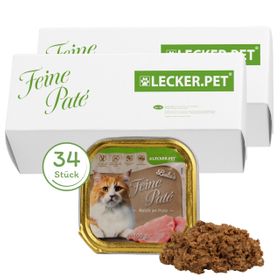 34 x 100 g Lecker.Pet® Balu's Feine Paté Reich an Pute Katzenfutter Nassfutter Vollnahrung