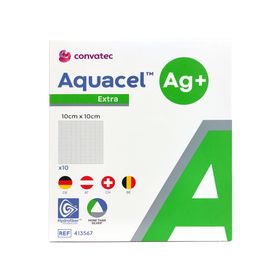 AQUACEL Ag+ Extra 10 x 10 cm Kompressen (10 Stk.)