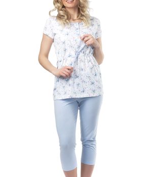 MYSANITY® Stillpyjama, Oberteil vorne offen, Hellblau