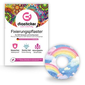 Diasticker® Freestyle Libre 3 / 3 Plus Fixiertapes "Rainbow Clouds"
