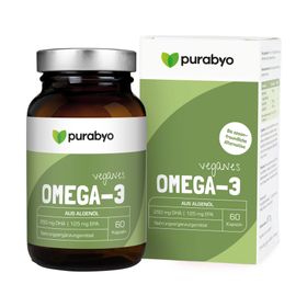 PURABYO Omega-3 Algenöl Kapseln | 250 mg DHA | Glas statt Plastik