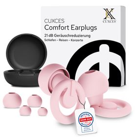 CUXCES Ohrstöpsel – 21 dB Gehörschutz für Schlaf, Reisen & Konzerte – wiederverwendbar, 4 Größen