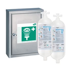 WERO Augenspülstation V4A mit 2 WERO Augenspülflaschen P8