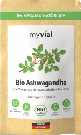 myvial® Bio Ashwagandha Kapseln - Indische Schlafbeere - 1500 mg hochdosiert