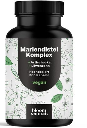 Bloom Naturals Leber Komplex Kapseln Hochdosiert - 365 Kapseln - 6 Monate Vorrat