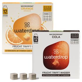 waterdrop® Mix Cola Orange Set – 24 Würfel mit Vitaminen – Sorten: COLA & ORANGE – vegan, zuckerfrei
