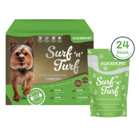 24 x 150 g Lecker.Pet® Surf'n'Turf Pouches Hundefutter Nassfutter - 4 Sorten Multipack