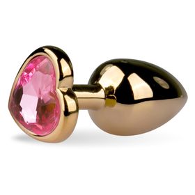 Analplug aus Metall Gold mit Herz Zierstein - mittel - Easytoys