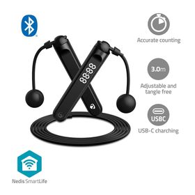 Nedis SmartLife Outdoor-Sport / Sprungseil / Bluetooth® / Dual Hall sensor / LED-Anzeige / PVC / 3.
