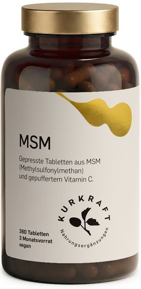 Kurkraft© MSM 2000 mg – Methylsulfonylmethan + Vitamin C – 360 Tabletten – 3 Monate