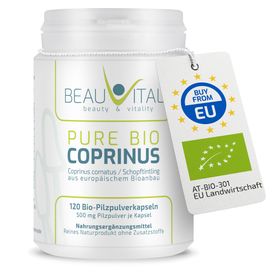 BEAUVITAL® Pure Bio Schopftintling Kapseln, (Coprinus comatus) aus EU-Anbau