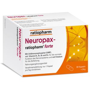 Neuropax-ratiopharm forte mit Uridinmonophosphat (UMP), Vitamin B12 und Folsäure zur Unterstützung der Nervenregeneration thumbnail