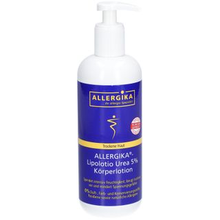 ALLERGIKA® Lipolotio Urea 5% - Dermatologische Urea-Körperlotion - feuchtigkeitsspendend, reichhaltig, geruchsneutral. Für trockene, raue Haut, ideal auch bei Diabetes. Stärkt die Hautbarriere. - - Jetzt 2€ sparen mit Code "alllot2"