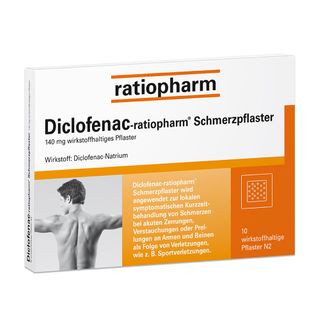 Diclofenac-ratiopharm® Schmerzpflaster 140mg: Für die lokale, kurzzeitige Behandlung von Schmerzen bei akuten Zerrungen, Verstauchungen oder Prellungen. Besonders einfach anzuwenden