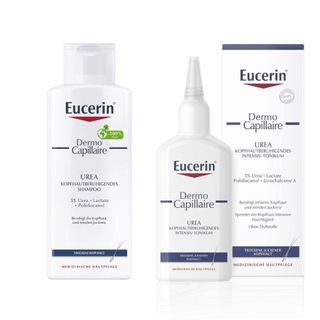 Eucerin DermoCapillaire Urea Kopfhautberuhigendes Intensiv-Tonikum +  Eucerin DermoCapillaire Urea Kopfhautberuhigendes Shampoo - Jetzt 20% mit dem Code "eucerin20" sparen*
